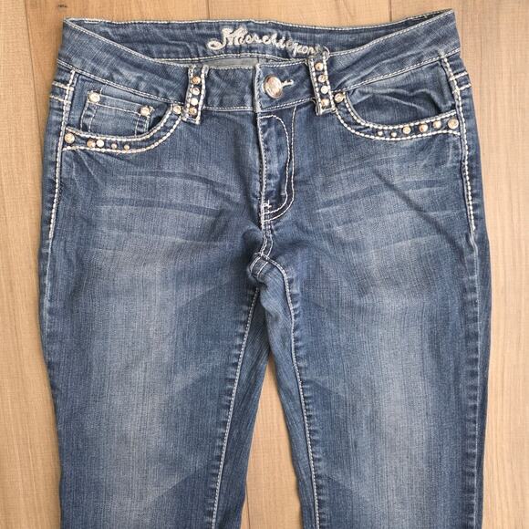 Miss Chic Jeans Bootcut Embellished Patch Pockets Jeans Junior Size 9 - Picture 4 of 8